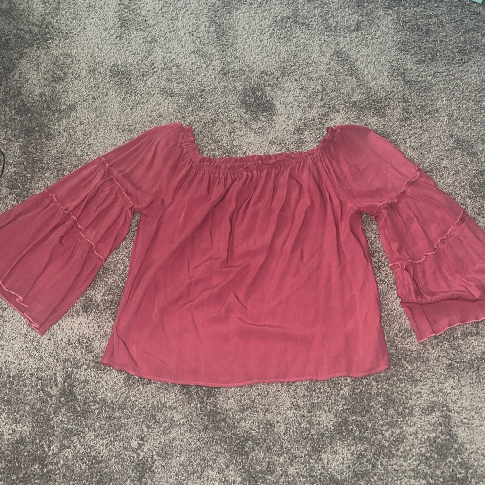 off the shoulder bell sleeve shirt